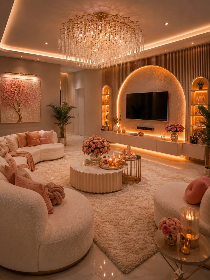 Modern luxury living room with piano